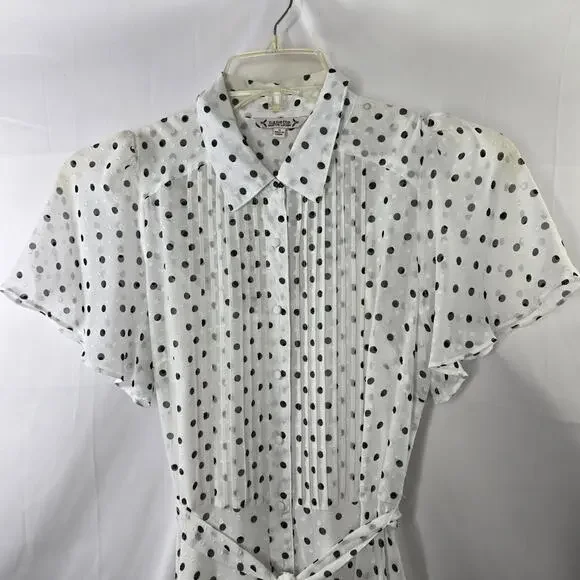 Nanette Lepore Cannoli Cream Black Polka Dot Fit and Flare Dress Size 4 - Picture 3 of 8